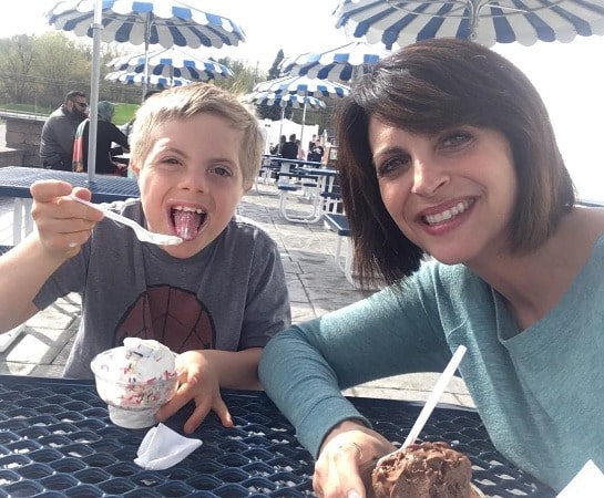 Christina Arangio and her son, Eating Ice-cream.